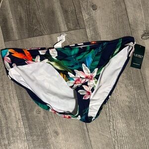 Lauren Ralph Lauren Navy Floral Bikini Bottoms with Green & Pink Accents